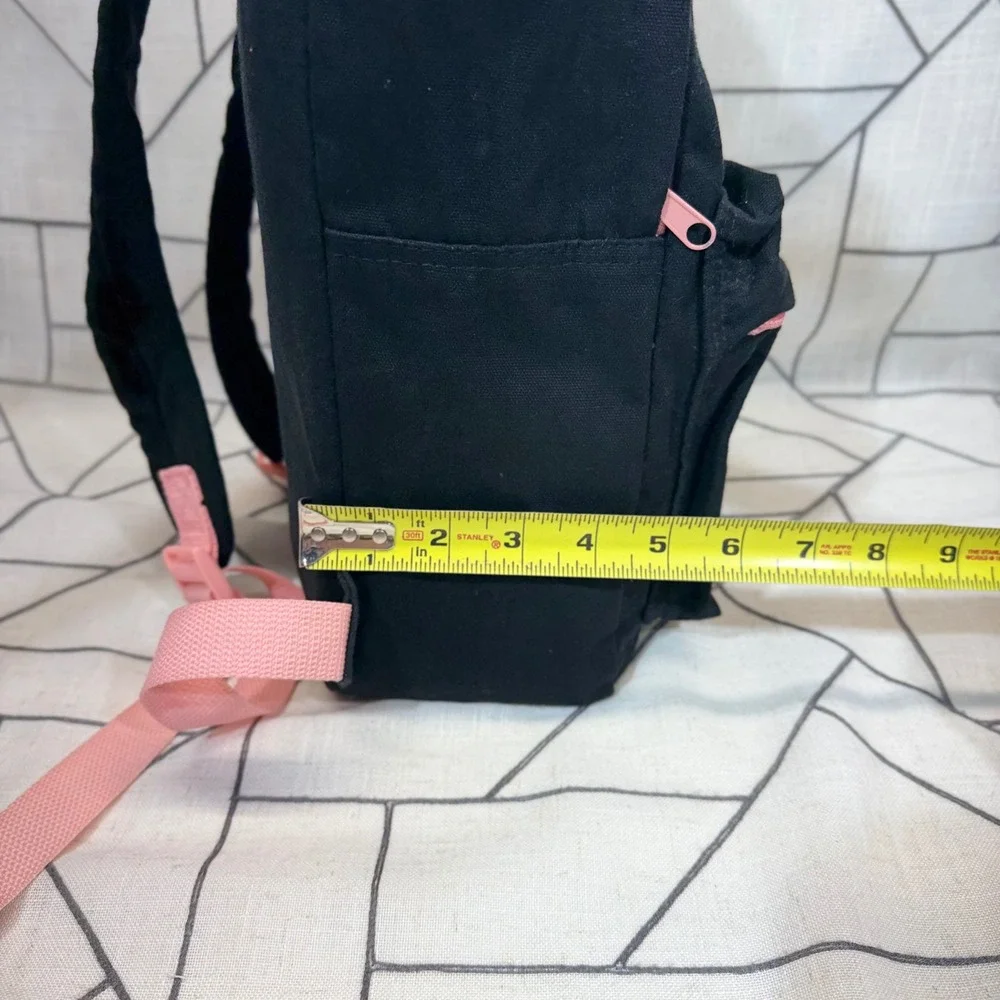 Moomin Backpack Small Black Pink Canvas Floral Graphic Bookbag